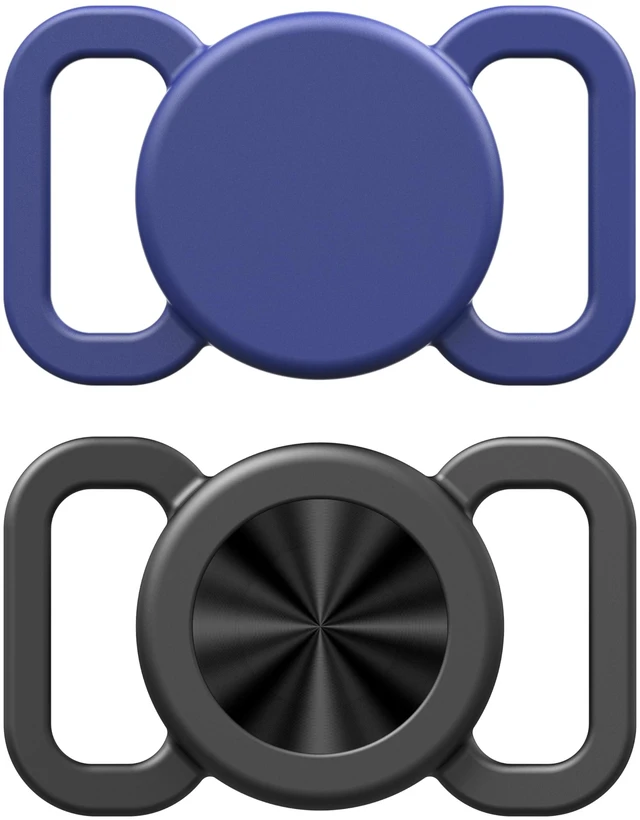 Main image of Dog Collar Holder(2 Pack) for Air Tracker Tag and Otag,Waterproof Silicone Case for Pet Cat, Anti-Lost Scratch Resistant Protective Cover Accessory for Airtag & Otag(Black/Dark Blue)