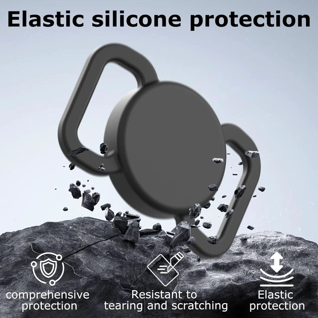 Alt view image 4 of 6 - Dog Collar Holder(2 Pack) for Air Tracker Tag and Otag,Waterproof Silicone Case for Pet Cat, Anti-Lost Scratch Resistant Protective Cover Accessory for Airtag & Otag(Black/Dark Blue)