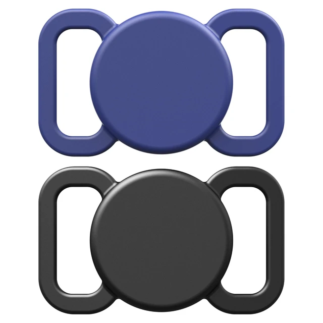 Alt view image 6 of 6 - Dog Collar Holder(2 Pack) for Air Tracker Tag and Otag,Waterproof Silicone Case for Pet Cat, Anti-Lost Scratch Resistant Protective Cover Accessory for Airtag & Otag(Black/Dark Blue)