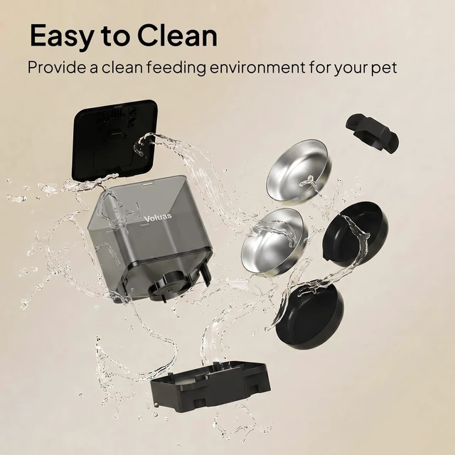 Alt view image 6 of 7 - Automatic Cat Feeder for Two Cats, 5.8L | Programmable Portion Control, Timed Feeding, Memory Function, Dual Stainless Steel Bowls