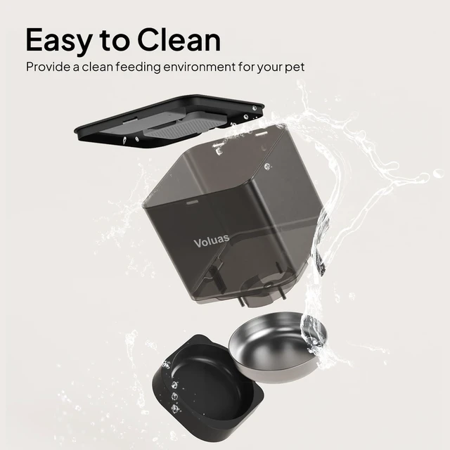 Alt view image 6 of 7 - Automatic Cat Feeder, 6L Timed Dry Food Dispenser for Cats & Dogs | Programmable Portion Control, Up to 4 Meals Daily, Dual Power Supply, Power-Off Memory, 10-Second Voice Recorder