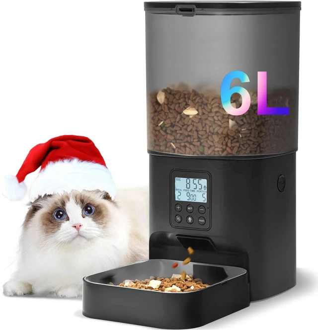 Main image of Automatic Cat Feeder, Timed CatDog Dry Food Dispenser | 6L,Easy to Setup&Clean,Sealed Ring,10s Voice Recorder,8 Meals daily,Precise Portion,Dual Power Supply,Stainless Steel Tray