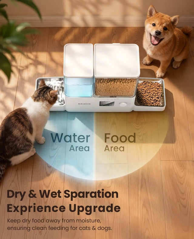 Alt view image 4 of 7 - Automatic Cat Feeder and Water Dispenser,8.5L Timed Cat Feeder | 2 in 1 Auto Cat Feeder with Gravity Water Dispenser,Large Capacity,Dual Power Supply for Indoor Cats, Kittens, Pets/White