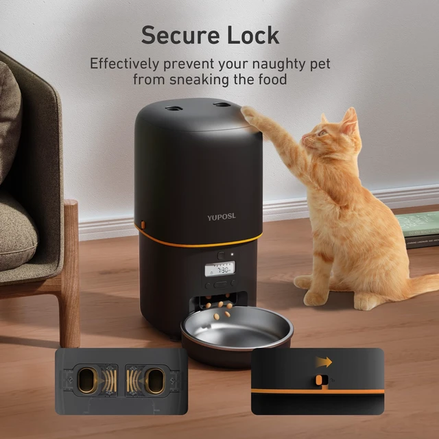 Alt view image 7 of 7 - Automatic Cat Feeder, 4L Cat Food Dispenser with Anti-Jam Design, Over 180-day Battery Life, 1-6 Meals Per Day with Stainless Steel Cat Bowl, Keep Dry Food Fresh, Timed Pet Feeder Also for Small Dog