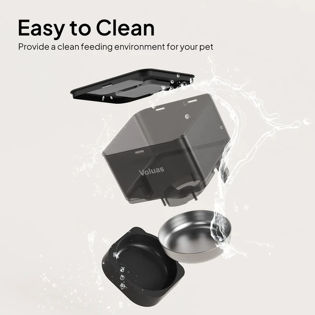 Alt view image 6 of 7 - Automatic Cat Feeder, 4L Timed Dry Food Dispenser for Cats & Dogs | Programmable Portion Control, Up to 4 Meals Daily, Dual Power Supply, Power-Off Memory, 10-Second Voice Recorder