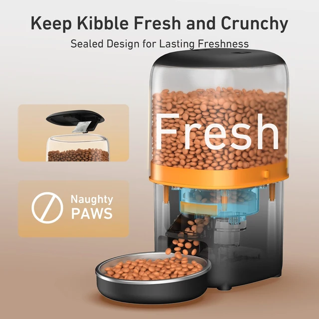 Alt view image 4 of 7 - Automatic Cat Feeder, 4L Cat Food Dispenser with Anti-Jam Design, Over 180-day Battery Life, 1-6 Meals Per Day with Stainless Steel Cat Bowl, Keep Dry Food Fresh, Timed Pet Feeder Also for Small Dog