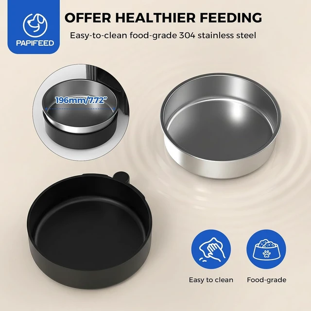 Alt view image 7 of 7 - Automatic Cat Feeder with App, WiFi Auto Cat Feeder, 3L Slow-Feed Cat Food Dispenser for Dry Food, Dual Power Supply Timed Pet Feeder for Small Dog, 10 Meals/Day, 6 Portions/Meal, Black
