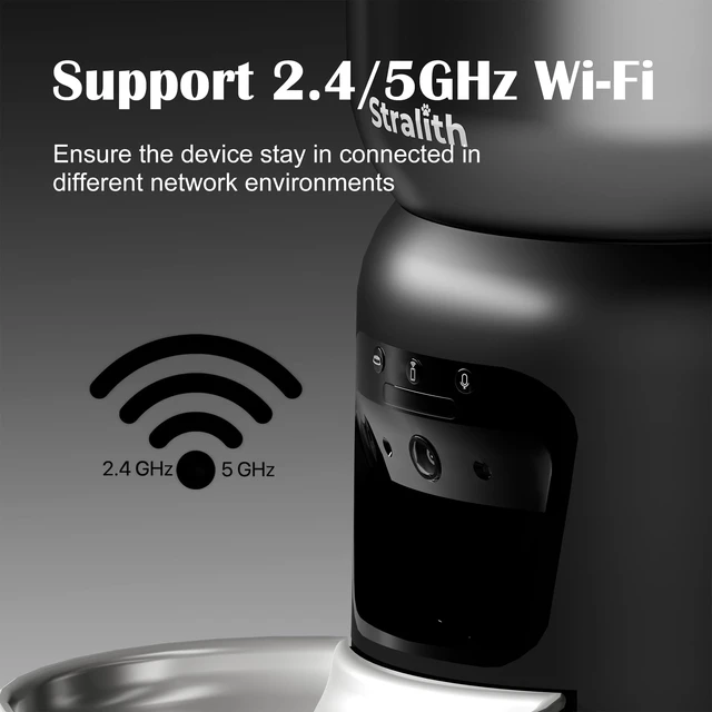 Alt view image 4 of 5 - Automatic Cat Feeder with 2K Camera: Cat Food Dispenser with 6L Capacity, Container for Multiple Pet; Automatic Dog Feeder with Night Vision Support 5/2.4GHz & 2-Way Audio, Anti-Jam Design (Black)