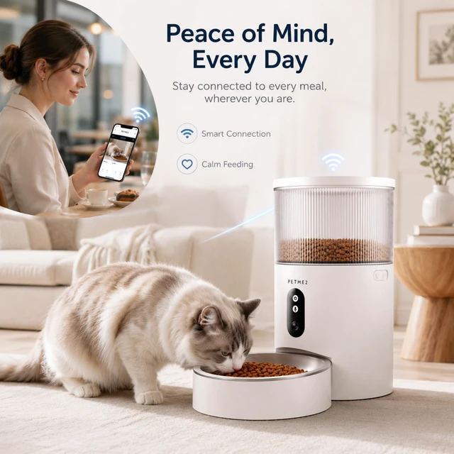 Alt view image 7 of 7 - 3L Cat Automatic Feeder with Camera, App Control & 2-Way Audio - 1080P Smart Automatic Pet Feeder for Small Dogs with WiFi, Dual Power & Anti-Jam Technology, Easy Scheduling & Portion Control