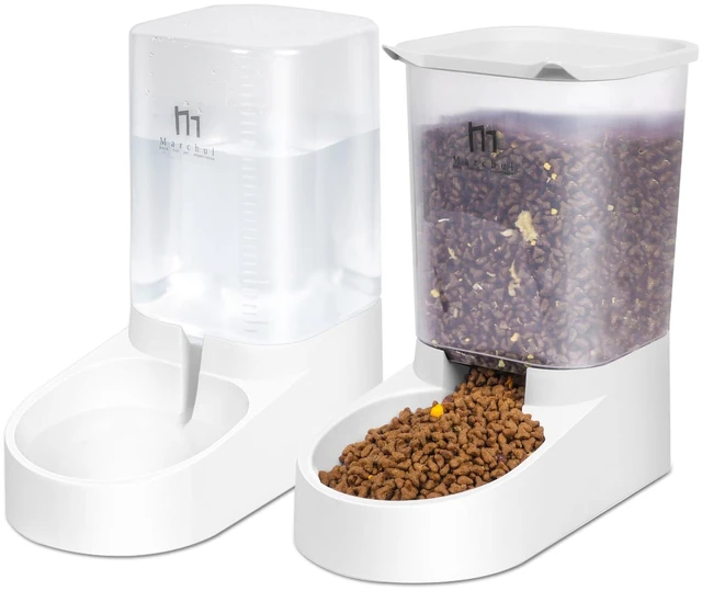 Main image of Dog Feeder, Gravity Cat Feeder and Water Dispenser Set, Automatic Pet Food Bowl and Waterer Large Capacity for Small Medium Pets Puppy Kitten Rabbit (1 Gallon / 3.8L)