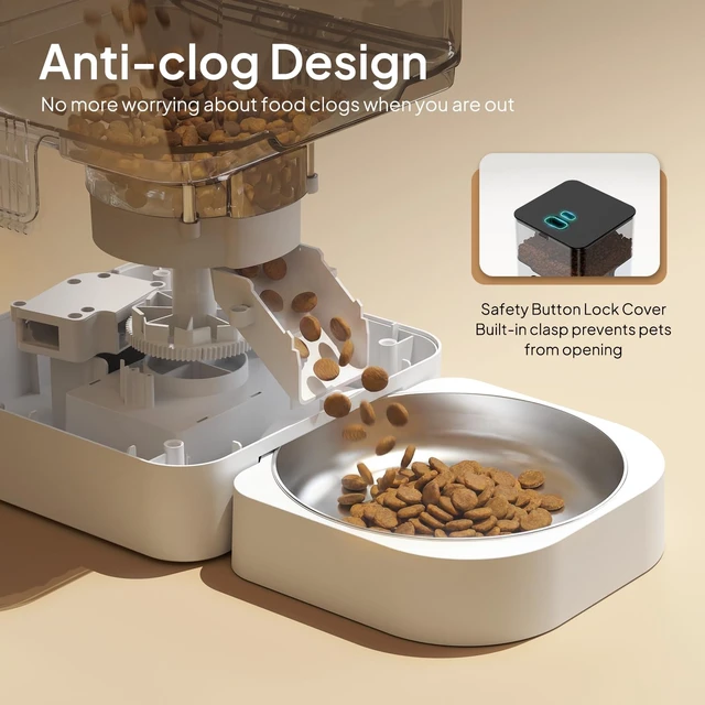 Alt view image 3 of 7 - Automatic Cat Feeder, 4L Timed Dry Food Dispenser for Cats & Dogs | Programmable Portion Control, Up to 4 Meals Daily, Dual Power Supply, Power-Off Memory, 10-Second Voice Recorder