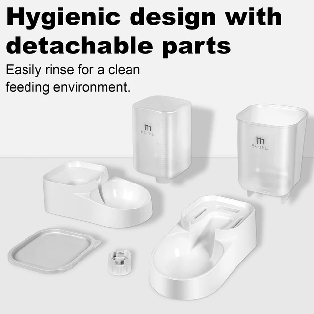 Alt view image 5 of 5 - Dog Feeder, Gravity Cat Feeder and Water Dispenser Set, Automatic Pet Food Bowl and Waterer Large Capacity for Small Medium Pets Puppy Kitten Rabbit (1 Gallon / 3.8L)