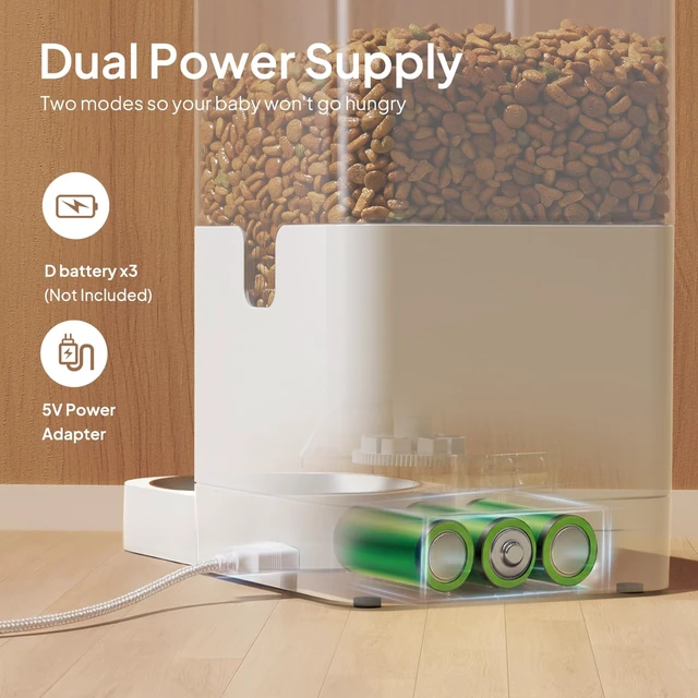 Alt view image 5 of 7 - Automatic Cat Feeder, 4L Timed Dry Food Dispenser for Cats & Dogs | Programmable Portion Control, Up to 4 Meals Daily, Dual Power Supply, Power-Off Memory, 10-Second Voice Recorder