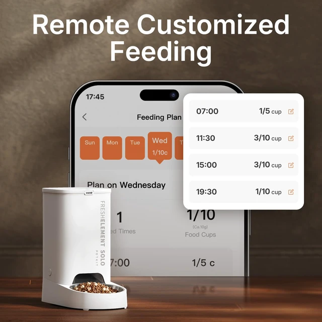 Alt view image 3 of 7 - Automatic Cat Feeder, 2.4G WiFi Automatic Dog Feeder, App Control Pet Food Dispenser with Triple Fresh-Lock System, Schedule Feeding, Food Shortage Alert, Dual Power-Charge&Battery,3L Capacity