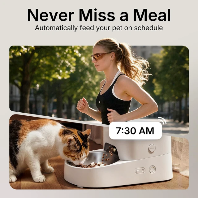 Alt view image 2 of 7 - Automatic Cat Feeder, 2.4G WiFi Automatic Dog Feeder, App Control Pet Food Dispenser with Triple Fresh-Lock System, Schedule Feeding, Food Shortage Alert, Dual Power-Charge&Battery,3L Capacity