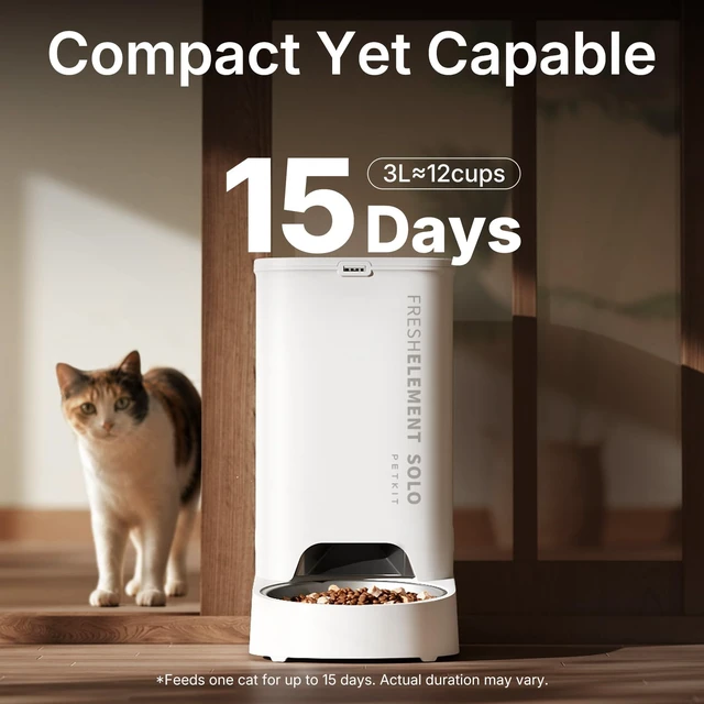 Alt view image 6 of 7 - Automatic Cat Feeder, 2.4G WiFi Automatic Dog Feeder, App Control Pet Food Dispenser with Triple Fresh-Lock System, Schedule Feeding, Food Shortage Alert, Dual Power-Charge&Battery,3L Capacity