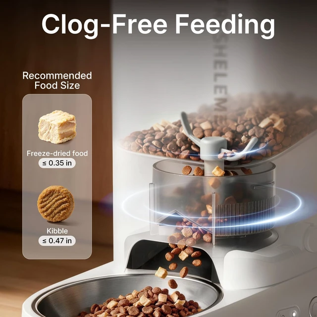 Alt view image 5 of 7 - Automatic Cat Feeder, 2.4G WiFi Automatic Dog Feeder, App Control Pet Food Dispenser with Triple Fresh-Lock System, Schedule Feeding, Food Shortage Alert, Dual Power-Charge&Battery,3L Capacity