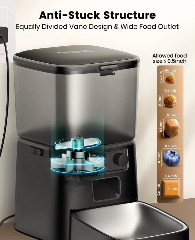 Alt view image 6 of 7 - 2.4 GHz Wi-Fi Automatic Cat Feeder, 3.5L/15 Cups | Timed Meals, Feed Now, Feeding Logs, Slow Feed, Precise Portion, Dual Power Backup, Family Share, Stainless Steel Bowls