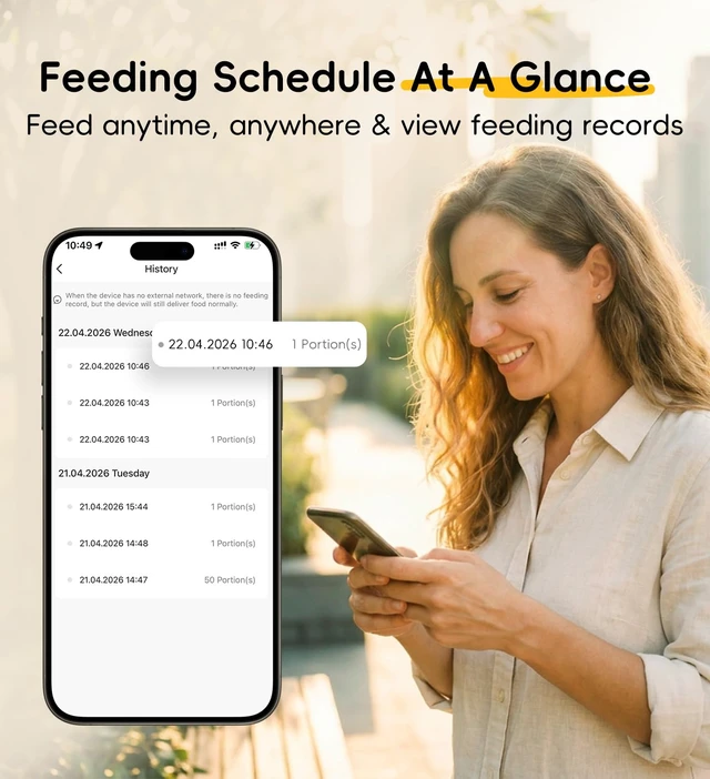 Alt view image 7 of 7 - 7L Automatic Cat Feeder 2 Cats, 5G WiFi Dog Food Dispenser with APP Control | APP Control, Dual Power Supply, Up to 12 Meals Per Day, 10s Voice Recorder, 2 Stainless Steel Bowls