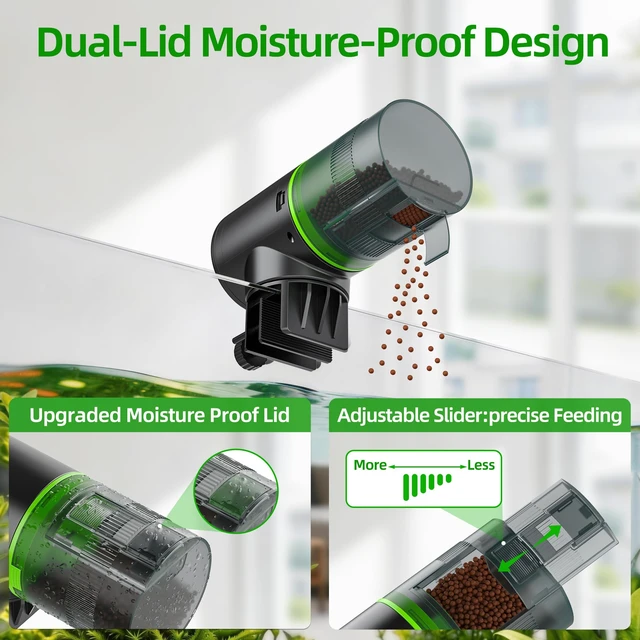 Alt view image 5 of 7 - Automatic Fish Feeder for Aquarium: One-Touch Easy Setup & 3 Timers | 7-14 Day Supply with 200ML Food Dispenser - Worry-Free Vacation Feeding for Betta Turtle Tank
