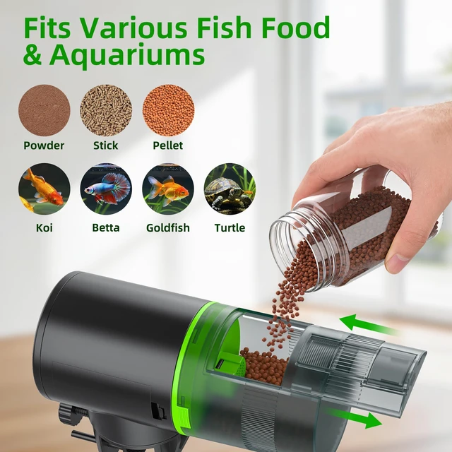 Alt view image 4 of 7 - Automatic Fish Feeder for Aquarium: One-Touch Easy Setup & 3 Timers | 7-14 Day Supply with 200ML Food Dispenser - Worry-Free Vacation Feeding for Betta Turtle Tank