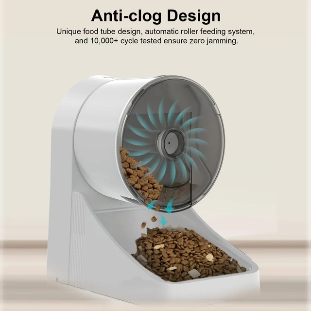 Alt view image 3 of 6 - 3L Automatic Cat Feeder, White, Basic Version | For Cats and Small Dogs, Dry Food Dispenser, 3-4 Meals per Day, Programmable Portion Control