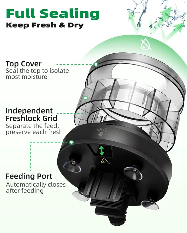 Alt view image 3 of 7 - Automatic Fish Feeder for Aquarium - Auto Fish Food Dispenser for Fish Turtle Tank with USB Cable & LCD Display, Timer Fish Feeder for Vacation Weekend Holiday, with Fish Feeder Spoon