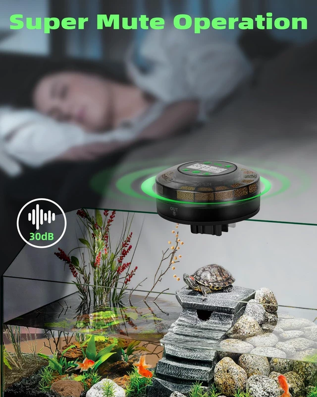 Alt view image 6 of 7 - Automatic Fish Feeder for Aquarium - Auto Fish Food Dispenser for Fish Turtle Tank with USB Cable & LCD Display, Timer Fish Feeder for Vacation Weekend Holiday, with Fish Feeder Spoon