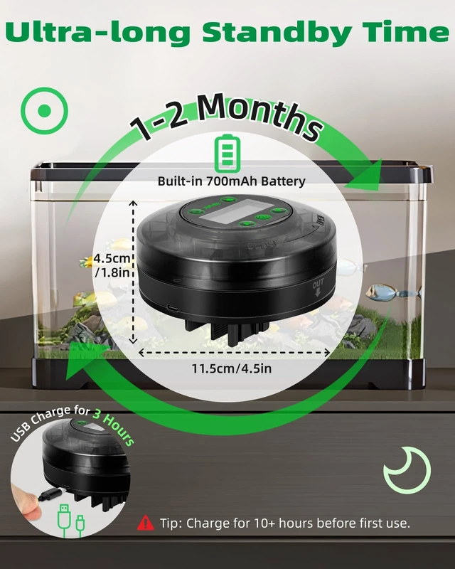 Alt view image 7 of 7 - Automatic Fish Feeder for Aquarium - Auto Fish Food Dispenser for Fish Turtle Tank with USB Cable & LCD Display, Timer Fish Feeder for Vacation Weekend Holiday, with Fish Feeder Spoon