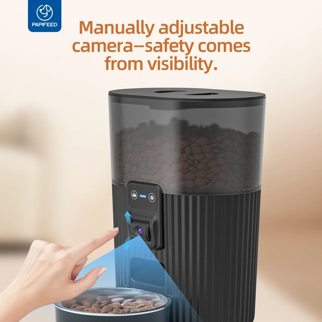 Alt view image 3 of 7 - Automatic Cat Feeder with Camera, WiFi Auto Cat Feeder with App, 3L Slow-Feed Cat Food Dispenser for Dry Food, Dual Power Supply Timed Pet Feeder, 10 Meals/Day, 6 Portions/Meal