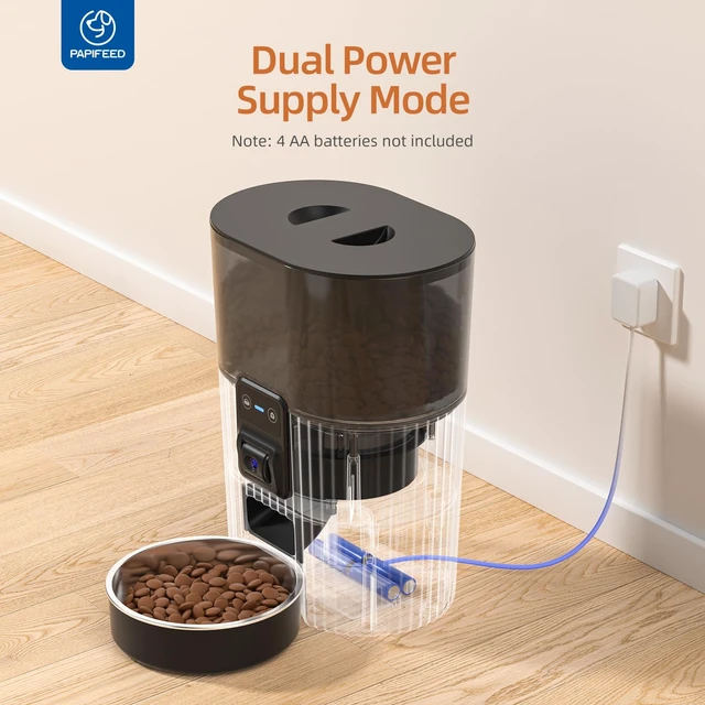 Alt view image 4 of 7 - Automatic Cat Feeder with Camera, WiFi Auto Cat Feeder with App, 3L Slow-Feed Cat Food Dispenser for Dry Food, Dual Power Supply Timed Pet Feeder, 10 Meals/Day, 6 Portions/Meal