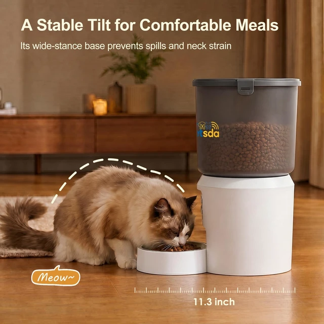 Alt view image 3 of 7 - Automatic Cat Feeder 4L Timed Cat Dry Food Dispenser Auto Pet Feeder Portion Control up to 9 Meals/Day for Cats and Small Dogs Dual Power Supply, with Stainless Bowl Fresh Food, Easy Clean