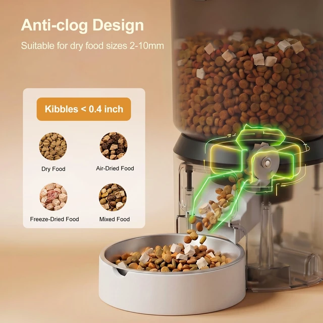 Alt view image 4 of 7 - Automatic Cat Feeder 4L Timed Cat Dry Food Dispenser Auto Pet Feeder Portion Control up to 9 Meals/Day for Cats and Small Dogs Dual Power Supply, with Stainless Bowl Fresh Food, Easy Clean