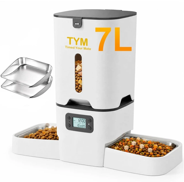 Main image of Automatic Cat Feeder 2 Cats, 7L Dry Cat Food Dispenser with Double Bowls | Multi-pet Household | Large Capacity Grain Storage Box | Anti Food Stealing | Weight / Diet Control | Fresh Food | Dual Power