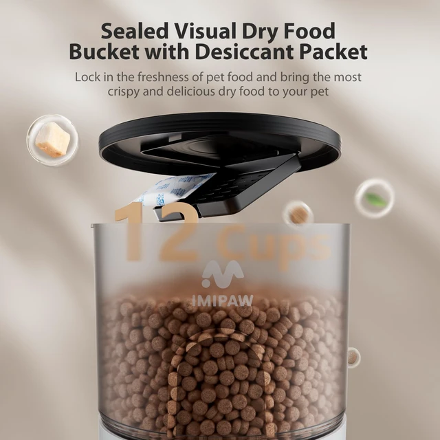 Alt view image 7 of 7 - Automatic Cat Feeder and Water Fountain, Timed Dry Food Dispenser, Programmable Portion Control, 1-6 Meals Per Day, Desiccant Bag, Cat Fountains for Drinking with Filter, Small Pets (3L Combo)