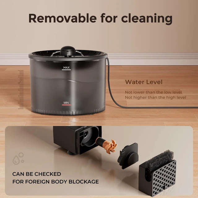 Alt view image 6 of 7 - Automatic Cat Feeder and Water Fountain, Timed Dry Food Dispenser, Programmable Portion Control, 1-6 Meals Per Day, Desiccant Bag, Cat Fountains for Drinking with Filter, Small Pets (3L Combo)