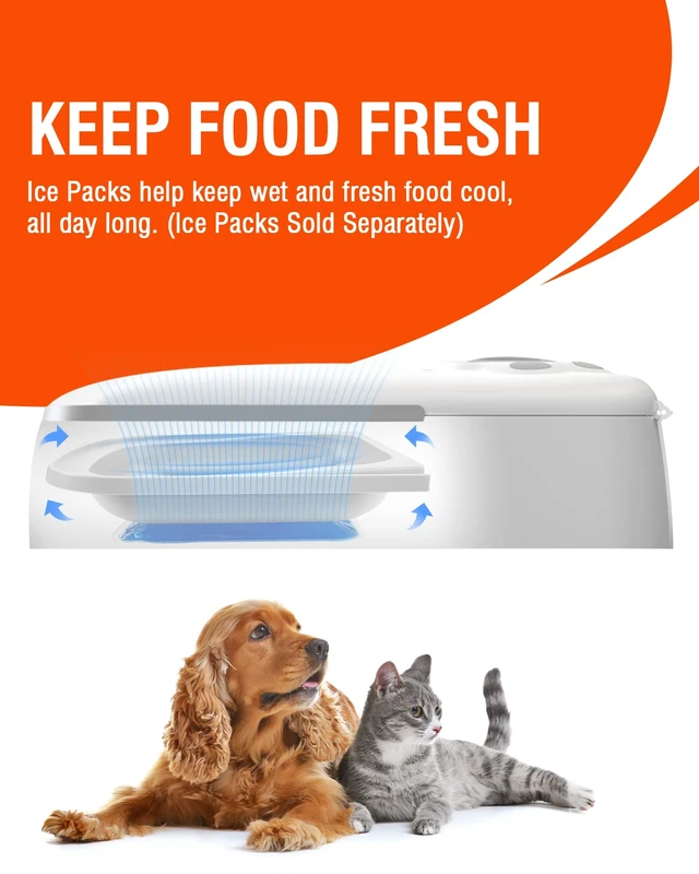 Alt view image 6 of 7 - Automatic Wet Food Cat Feeder, 1-48 Hours Smart Timer Pet Feeder with LED Display for 2 Cats, Dry or Semi-Moist Pet Food Dispenser for Kitten and Puppy