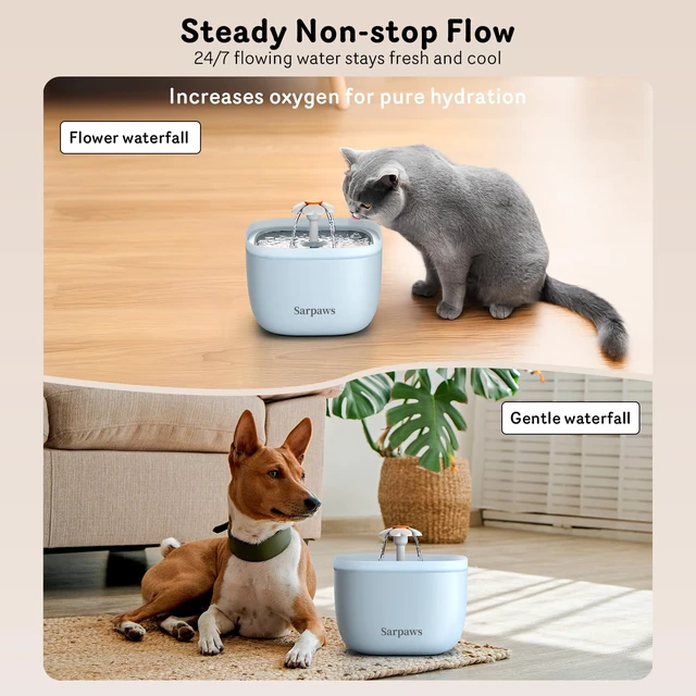 Alt view image 4 of 7 - Automatic Cat Feeder and Water Dispenser FW1, Wire or Battery Cat Food Dispenser Timer Pet Feeder - Locking Lid, Desiccant Bag, Programmable Portion Control, 4 Daily Meals, 10s Voice Recorder-Blue