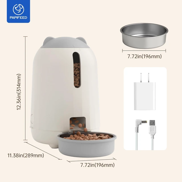 Alt view image 3 of 7 - Automatic Cat Feeder with App, WiFi Auto Cat Feeder, 3L Slow-Feed Cat Food Dispenser for Dry Food, Dual Power Supply Timed Pet Feeder for Cat, 10 Meals/Day, 6 Portions/Meal, Grey