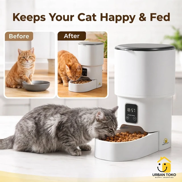Alt view image 3 of 7 - Automatic Pet Feeder for Cats & Dogs, 4L | Button Type Programmable, Timed Food Dispenser, Portion Control, Battery Backup, Secure Locking Lid