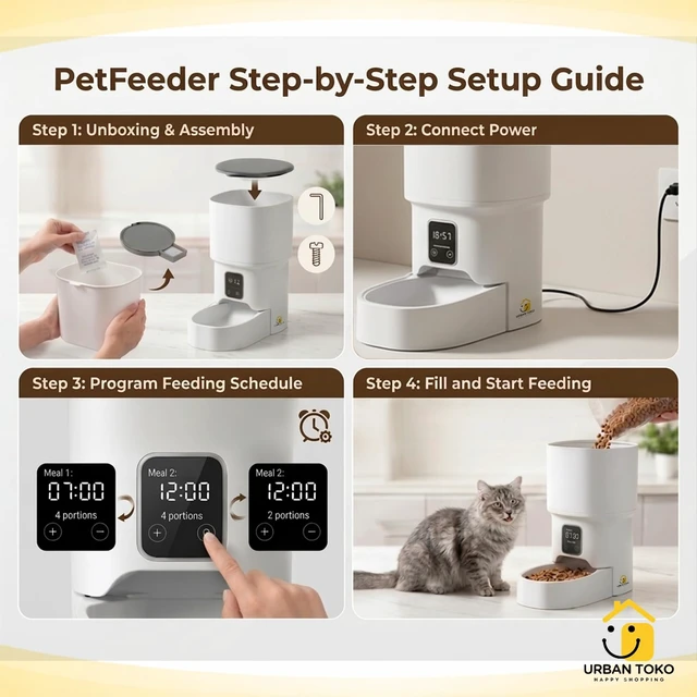 Alt view image 5 of 7 - Automatic Pet Feeder for Cats & Dogs, 4L | Button Type Programmable, Timed Food Dispenser, Portion Control, Battery Backup, Secure Locking Lid