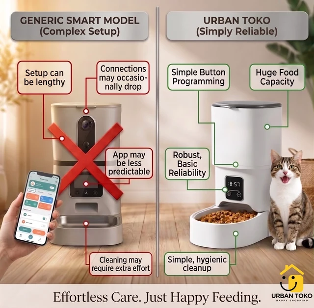 Alt view image 6 of 7 - Automatic Pet Feeder for Cats & Dogs, 4L | Button Type Programmable, Timed Food Dispenser, Portion Control, Battery Backup, Secure Locking Lid