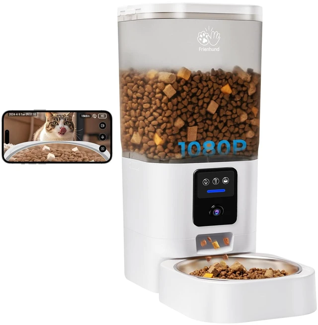 Main image of Automatic Cat Feeder with Camera: 5G WiFi Automatic Dog Feeder with Night Vision, 7L Auto Cat Food Dispenser with 1080P Camera for Multiple Pet, Detachable for Easy Clean -29 Cup (ACF100W-B)