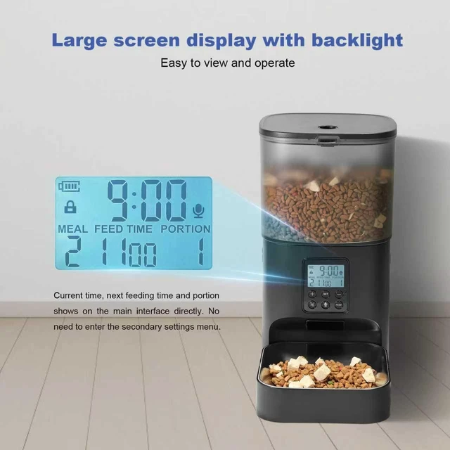 Alt view image 5 of 7 - Automatic Cat Feeder,4L Timed CatDog Dry Food Dispenser | Easy to Setup and Clean,Sealed Ring,10s Voice Recorder,8 Meals daily,Precise Portion,Dual Power Supply,Stainless Steel Tray