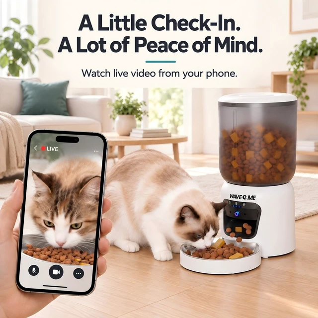 Alt view image 2 of 7 - Automatic Cat Feeder with Camera, 6L WiFi Cat Feeder with App Control | 3MP HD Night Vision and 2-Way Audio for Busy Pet Parents, Timed Dry Food Dispenser with 304 Stainless Steel Bowl