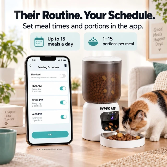 Alt view image 3 of 7 - Automatic Cat Feeder with Camera, 6L WiFi Cat Feeder with App Control | 3MP HD Night Vision and 2-Way Audio for Busy Pet Parents, Timed Dry Food Dispenser with 304 Stainless Steel Bowl