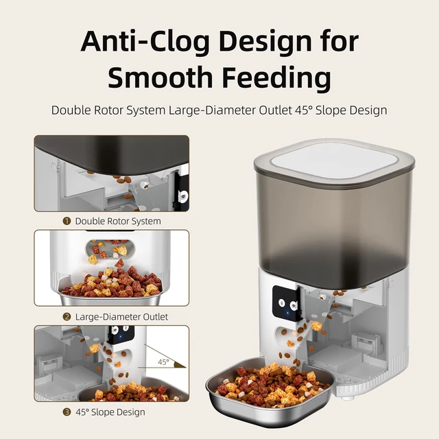 Alt view image 4 of 7 - Automatic Cat Feeder, 4L Pet Feeder, Cat Dog Food Dispenser, Auto Feeder | Factory Direct| Good Service| 4L Pet Feeder for Cats & Dogs| 20 Meals a Day| 1-9 Portions per Meal| 10-Second Voice Recording