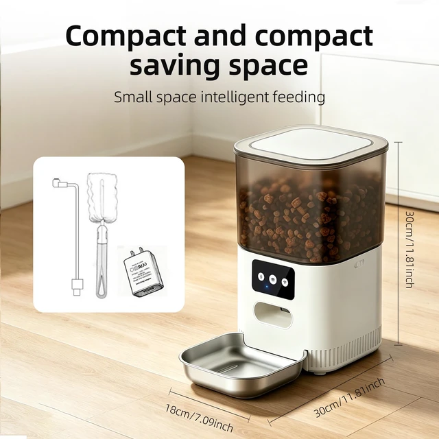 Alt view image 7 of 7 - Automatic Cat Feeder, 4L Pet Feeder, Cat Dog Food Dispenser, Auto Feeder | Factory Direct| Good Service| 4L Pet Feeder for Cats & Dogs| 20 Meals a Day| 1-9 Portions per Meal| 10-Second Voice Recording
