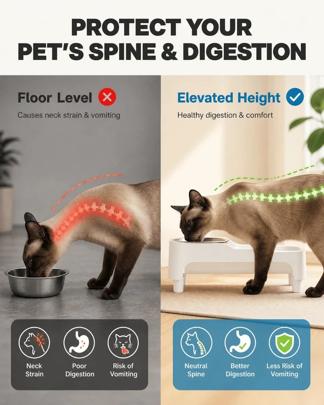 Alt view image 3 of 7 - Adjustable Elevated Automatic Pet Feeder Stand with Storage Drawer | Ergonomic Adjustable Stand Protects Pet Spine and Digestion with Built-in Storage Drawer and Cord Slot