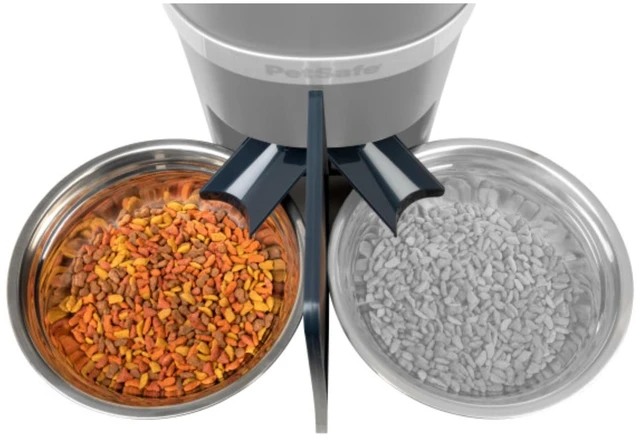 Alt view image 4 of 6 - 2-Pet Meal Splitter with Bowl - Designed for PetSafe Smart Feed and Healthy Pet Simply Feed Automatic Cat Feeder - No-Mess Food Dispensing - Includes Privacy Panel